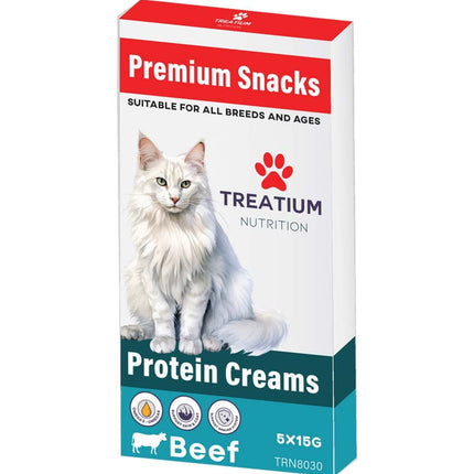 Treatium Nutrition Premium Snacks for dogs packaging with a white dog on a white background