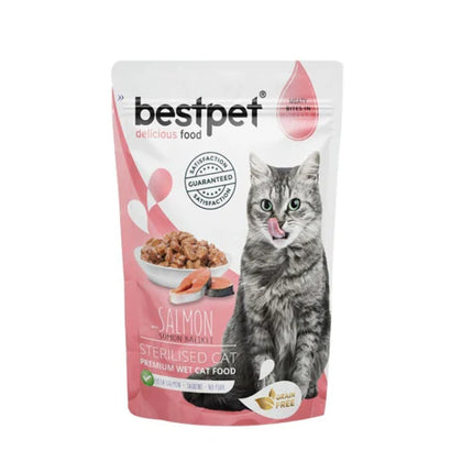 Package of BestPet cat food with a cat on the label on a white background