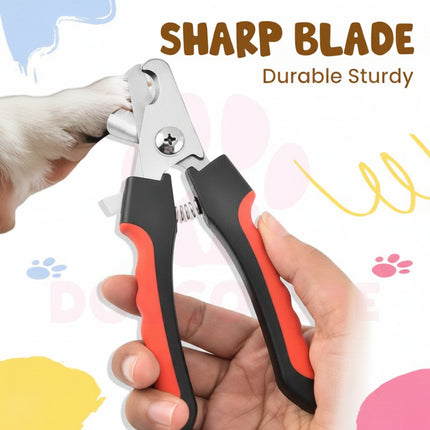 Pet nail clippers with a sharp blade and durable design, held by a person.