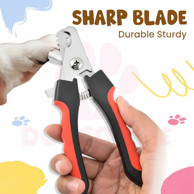 Pet nail clippers with a sharp blade and durable design, held by a person.